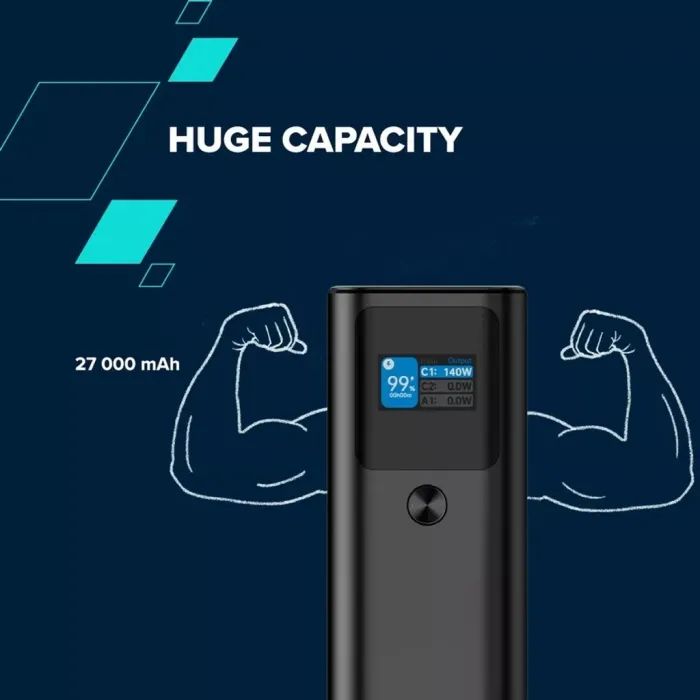 Батарея универсальная Canyon PB-2010 27000mAh PD/3.1/140Wh, in/out2xUSB-C PD/140W, outUSB-A/22.5W (CNE-CPB2010DG) изображение 8