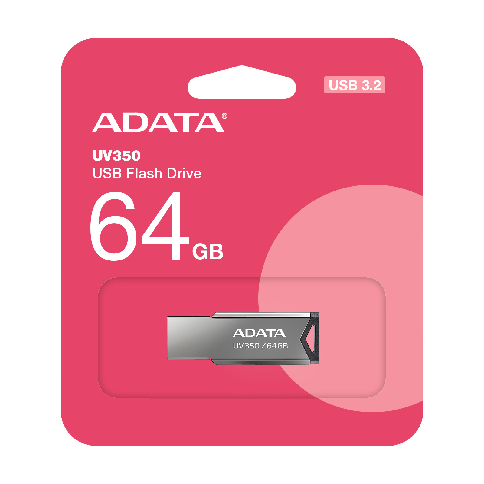 USB флеш накопитель ADATA 64GB UV350 Metallic USB 3.2 (AUV350-64G-RBK) изображение 5