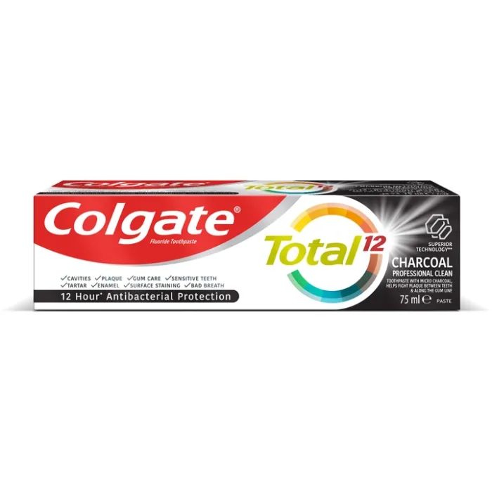 Зубна паста Colgate Total Charcoal & Clean Антибактеріальна з активованим вугіллям 75 мл (6920354829406) зображення 2