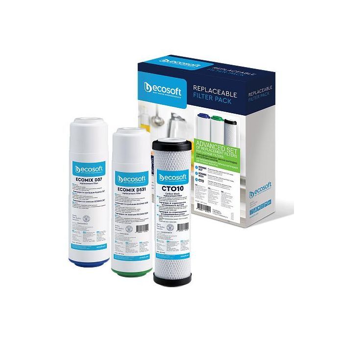 Картридж для фільтра глечика Ecosoft Комплект картриджів Ecosoft 1-2-3 Premium, видаляє жорсткість, х (CRV3ECO)