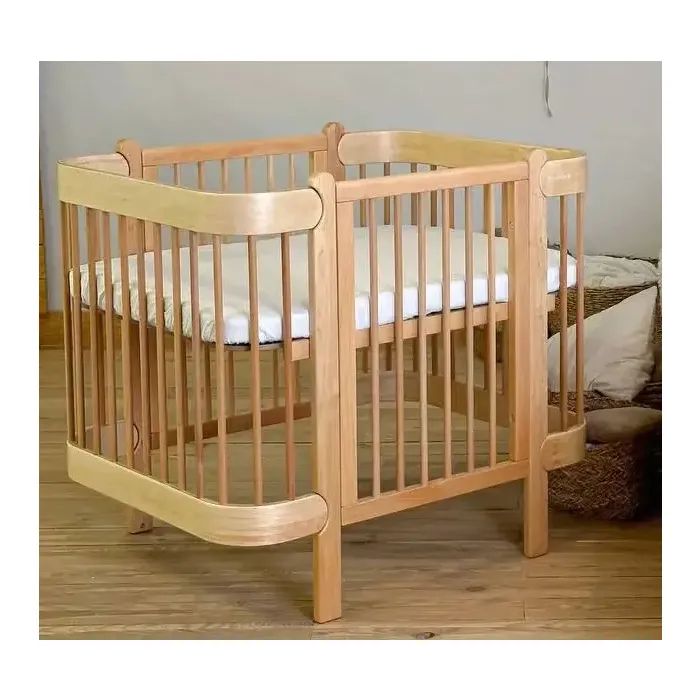 Кроватка Ingvart трансформер Nika 70 Slim с опускной боковинкой (70х94, 70х120) бело-натуральная (872900111017)