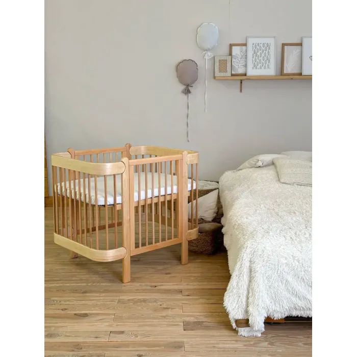 Кроватка Ingvart трансформер Nika 70 Slim с опускной боковинкой (70х94, 70х120) бело-натуральная (872900111017) изображение 4