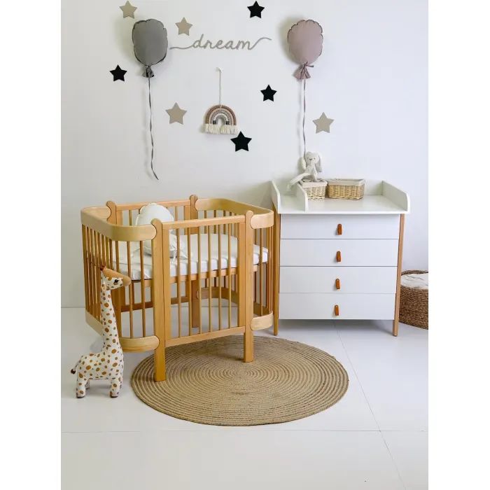 Кроватка Ingvart трансформер Nika 70 Slim с опускной боковинкой (70х94, 70х120) бело-натуральная (872900111017) изображение 5