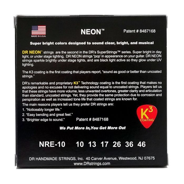 Струны для гитары DR Strings NEON Red Electric - Medium (10-46) (NRE-10) изображение 3