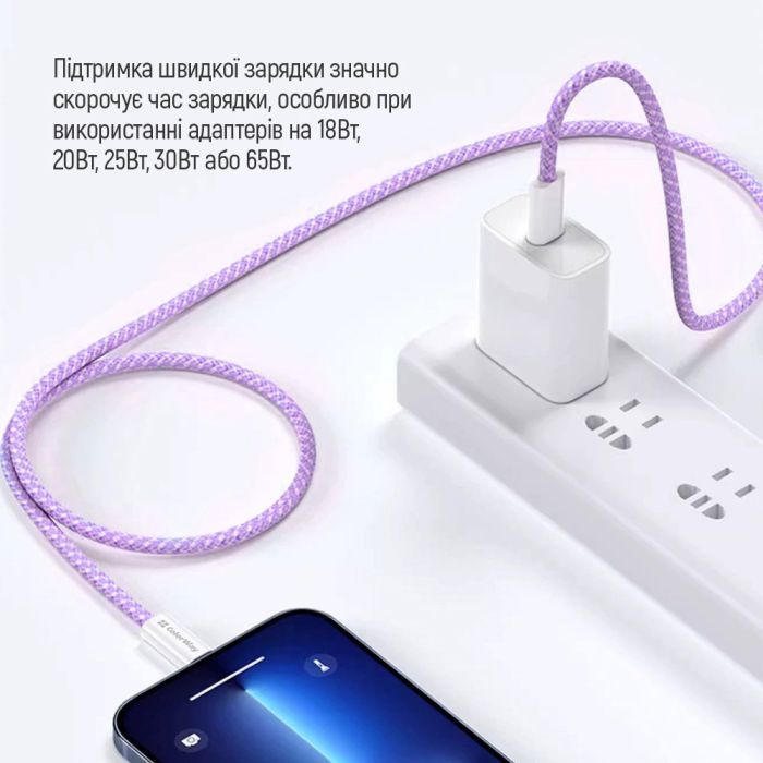 Дата кабель USB-C to USB-C 1.0m 60W 3.0А black ColorWay (CW-CBPDCC061-BK) зображення 11