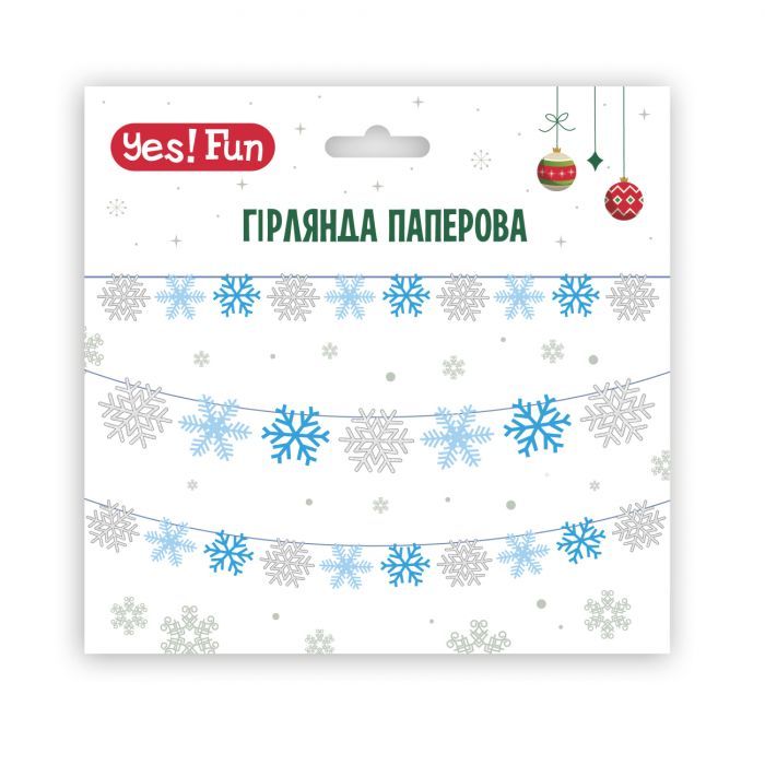 Гирлянда бумажная YES! Fun Снежинки 10 фигурок 3 м (974924)