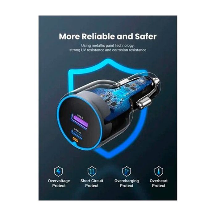 Зарядний пристрій Ugreen 2xUSB 63W (USB-C+USB-A) QC3.0 (EC701) (35023) зображення 5