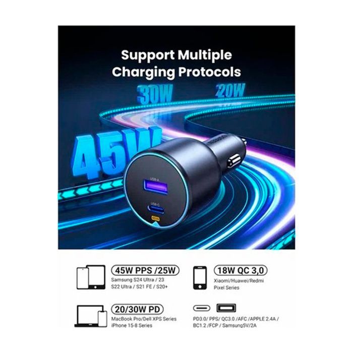Зарядний пристрій Ugreen 2xUSB 63W (USB-C+USB-A) QC3.0 (EC701) (35023) зображення 6