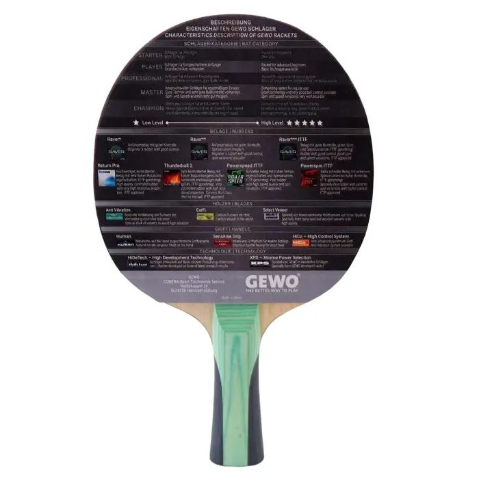 Ракетка для настольного тенниса Gewo CS Energy Carbon Pro FL (1057500001) (931039) изображение 5