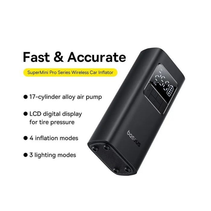 Автомобільний компресор Baseus Super Mini Pro Black (C1115930011100) зображення 9