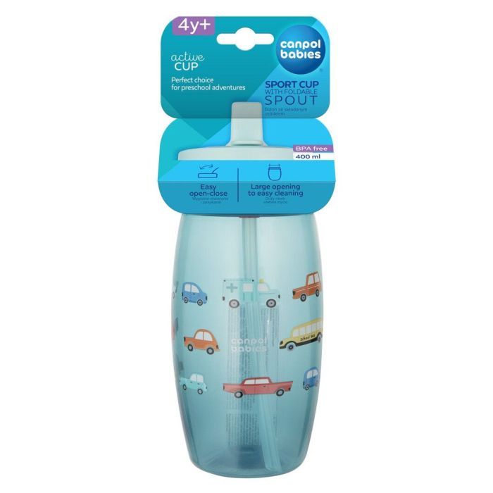 Поильник-непроливайка Canpol babies Автомобили со складным носиком 400 мл (56/618_blu) изображение 5