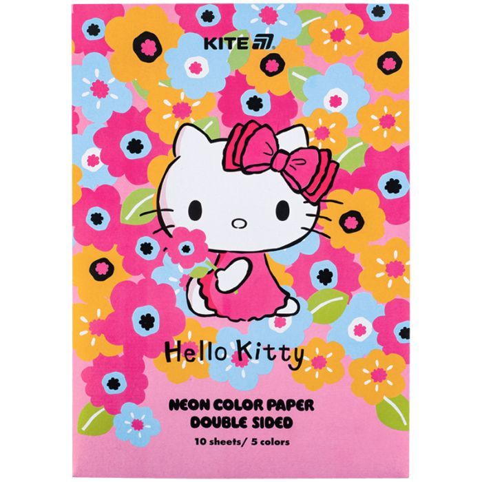 Цветная бумага Kite А4 неоновая Hello Kitty (10 листов/ 5 цветов) (HK24-252-1)