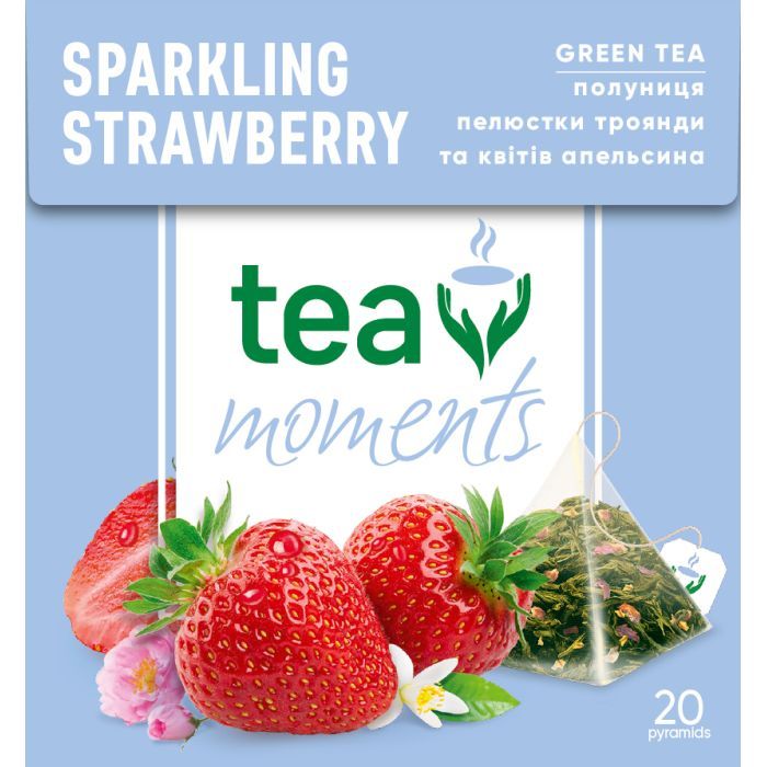Чай Tea Moments Sparkling Strawberry зеленый 20х1.8 г пирамидки (tm.02920)