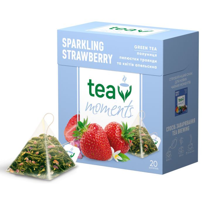Чай Tea Moments Sparkling Strawberry зеленый 20х1.8 г пирамидки (tm.02920) изображение 2