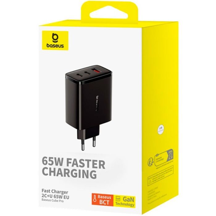 Зарядное устройство Baseus Cube Pro Fast Charger 2C+U 65W black (P10152301113-00) изображение 7