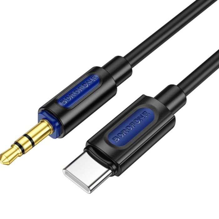 Кабель мультимедийный USB-C to 3.5mm M 1.0m silicone black BOROFONE (6941991114410)
