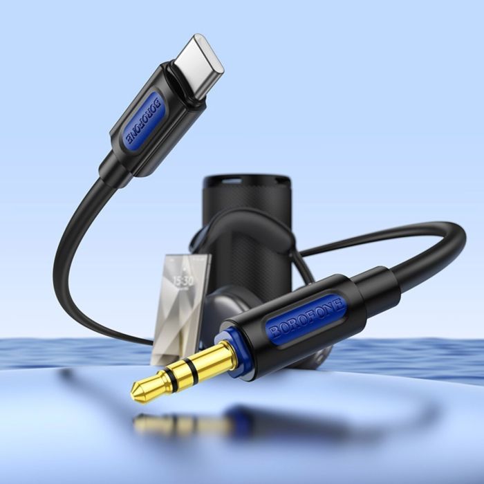 Кабель мультимедийный USB-C to 3.5mm M 1.0m silicone black BOROFONE (6941991114410) изображение 5