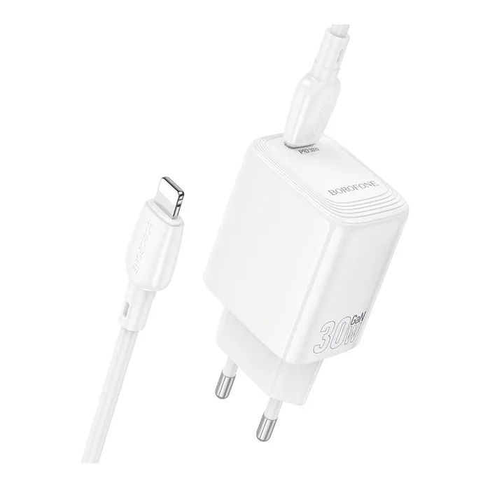 Зарядний пристрій BOROFONE BN28 Fuente USB-C PD30W + cable USB-C to Lightning White (6941991120305) зображення 7