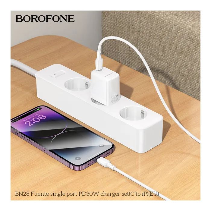 Зарядний пристрій BOROFONE BN28 Fuente USB-C PD30W + cable USB-C to Lightning White (6941991120305) зображення 8