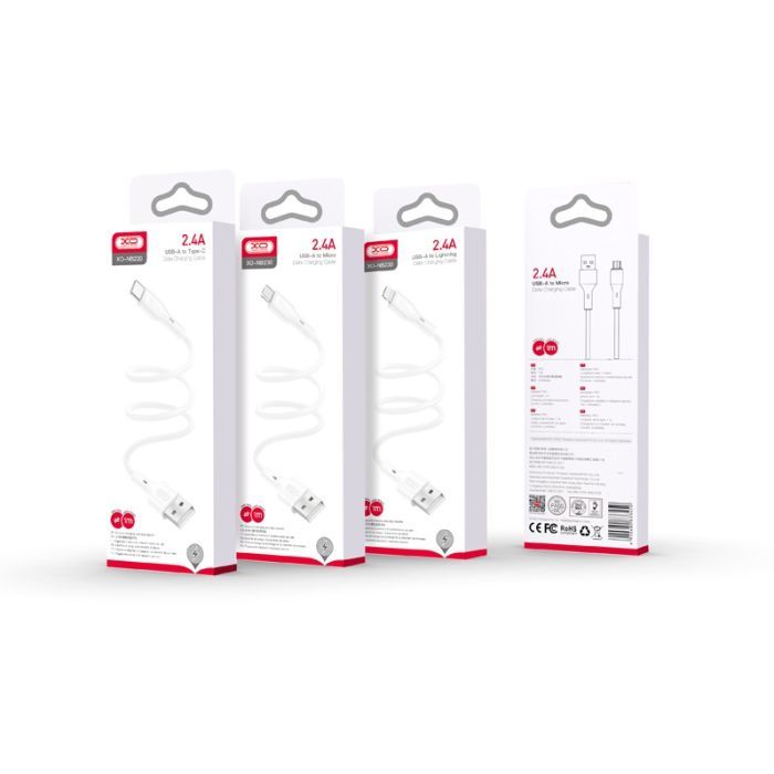 Дата кабель USB 2.0 AM to Lightning 1.0m Rock XO (NB230_L_White) изображение 4