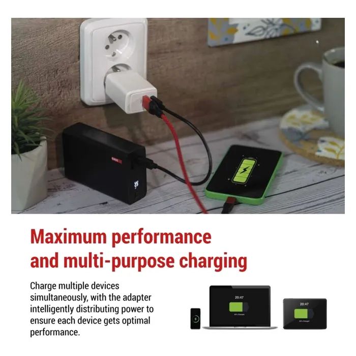 Зарядное устройство EMOS V04G45 1xUSB-A + 1xUSB-C PD20W GaN (V04G45) изображение 4