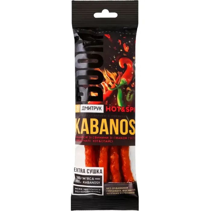 Мясные снеки Дмитрук Кабоносы One Bite Hot & Spicy 40 г (4820247142457)