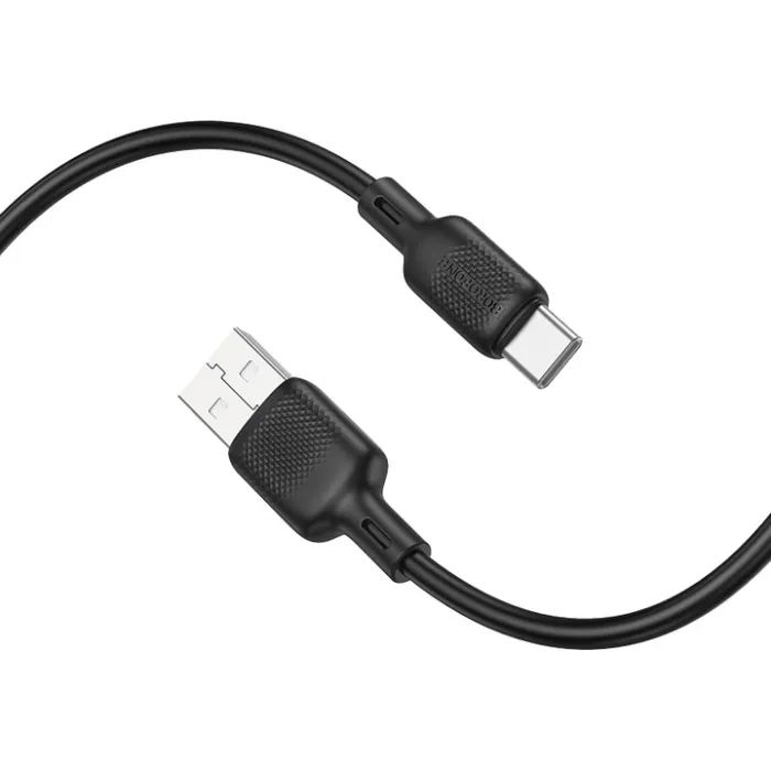 Дата кабель USB 2.0 AM to USB-C 2.0m silicone black BOROFONE (6941991115509) изображение 3
