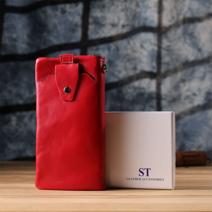 Кошелек ST Leather С отделением под телефон из натуральной кожи Красный (23100) изображение 11