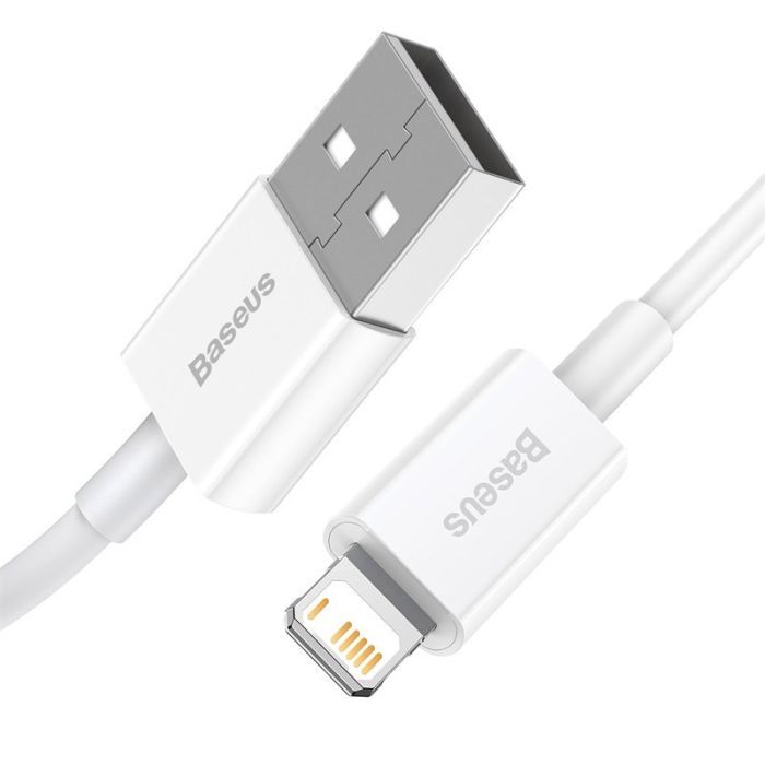 Дата кабель USB 2.0 AM to Lightning 1.0m 2.4A white Baseus (CALYS-A02) зображення 2