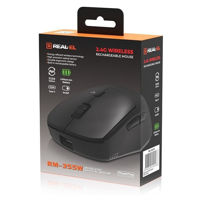 Мышка REAL-EL RM-355W Wireless Black (EL123200054) изображение 9