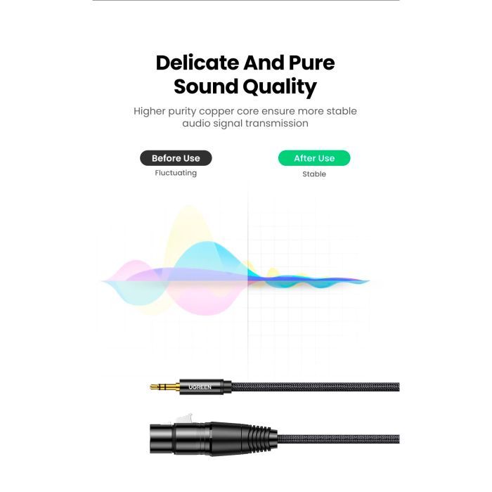 Кабель мультимедійний 3.5mm M to XLR F 1.0m AV182 black Ugreen (20763) зображення 4