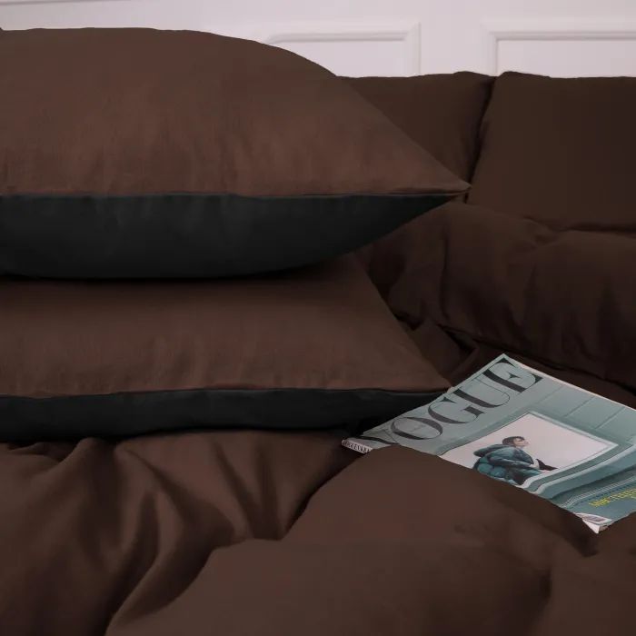 Постельное белье MirSon 002-003 Black/Brown Фланель 2x143x210 Семейный (2200009657535) изображение 6