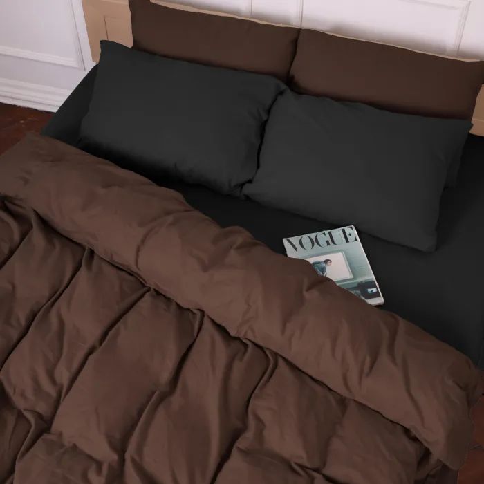 Постельное белье MirSon 002-003 Black/Brown Фланель 2x143x210 Семейный (2200009657535) изображение 7