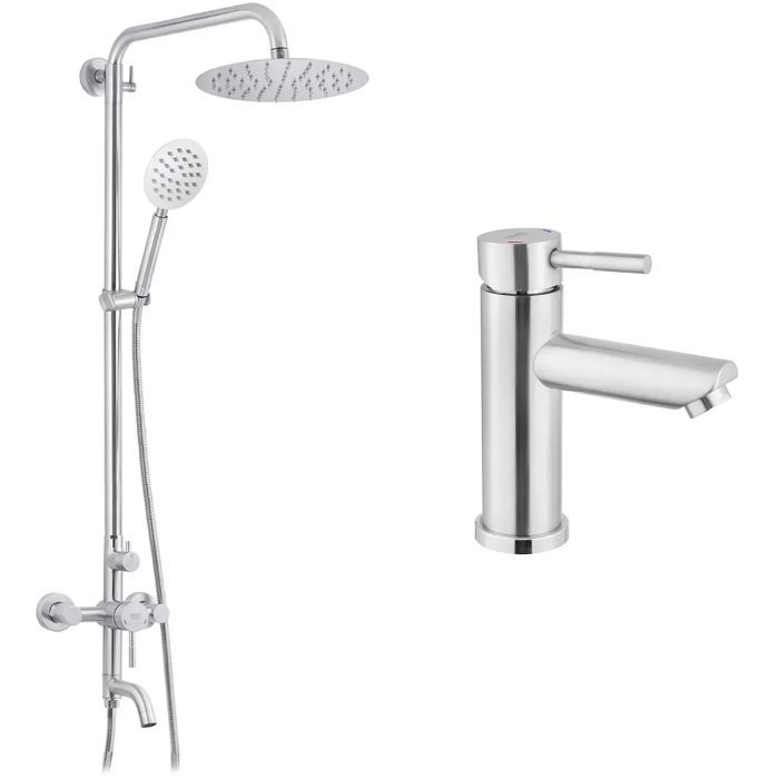 Душовий гарнітур Kroner Edelstahl Klassisch-ESG063 + змішувач Edelstahl Klassisch-ESG010 (CVS30204)