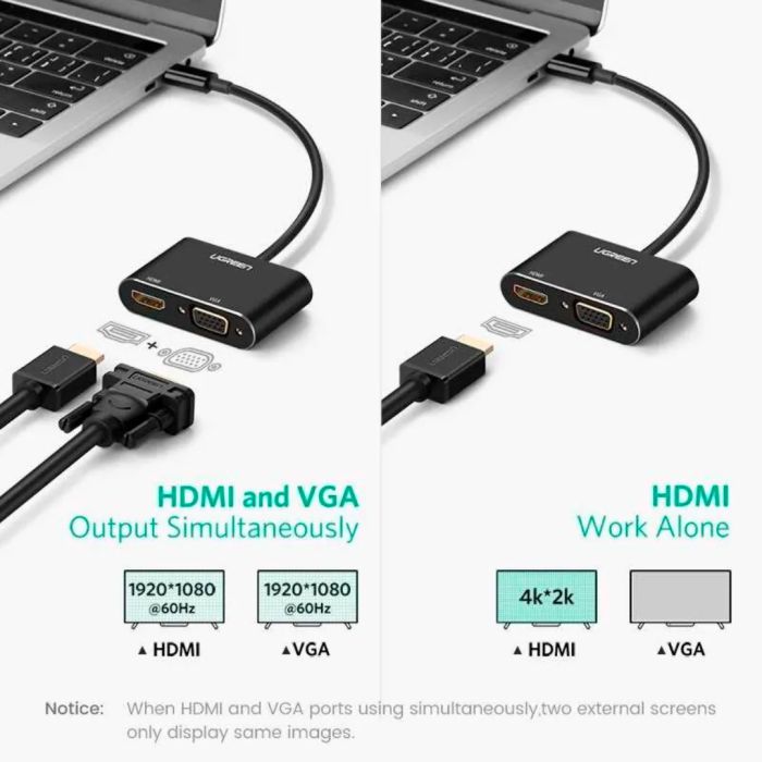 Перехідник USB 3.0 to HDMI + VGA CM449 gray Ugreen (20518) зображення 5