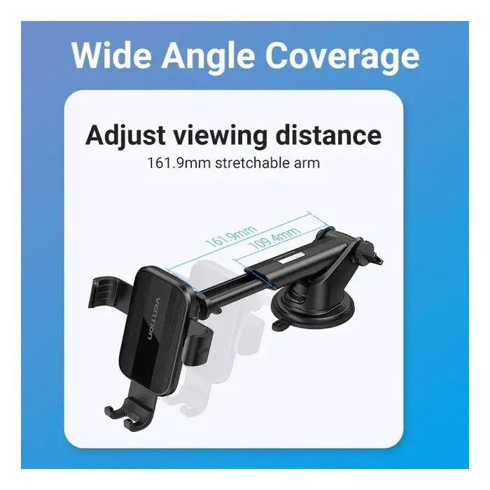 Універсальний автотримач Vention 4.7-7.2" з присокою, чорний (KCOB0) зображення 10