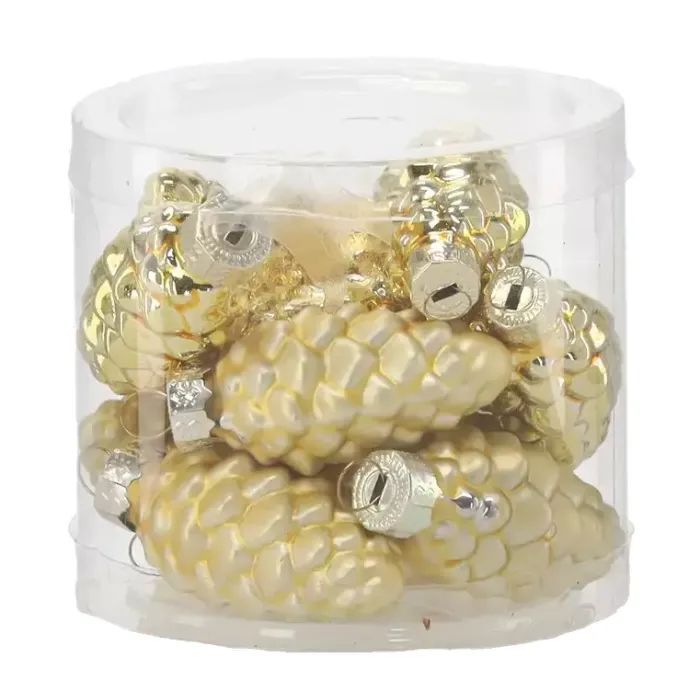 Ялинкова іграшка Chomik скляні прикраси Шишки 16 шт, 3х6 см, золотисті (5900779882119_1)