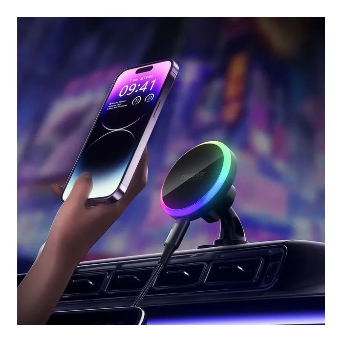 Универсальный автодержатель Essager Neon magnetic wireless charger car bracket beak hook+paste (EZJCX-NH01-Z) изображение 4