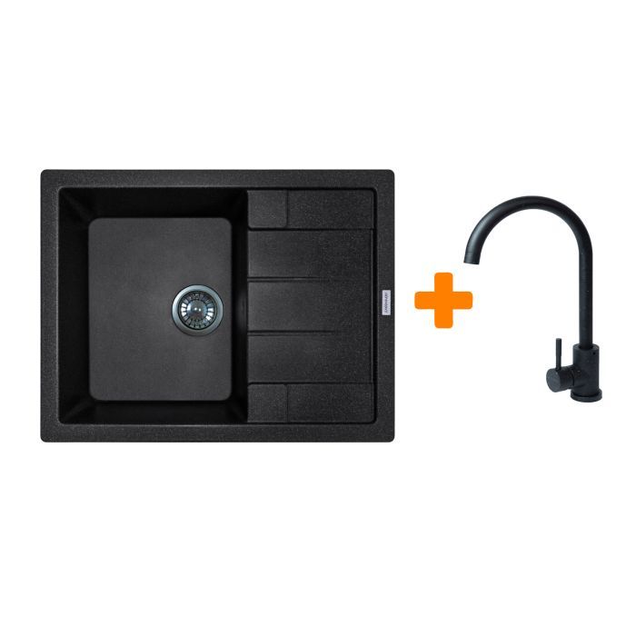 Мойка кухонная Adamant Anila чорний + змішувач (182496910303)