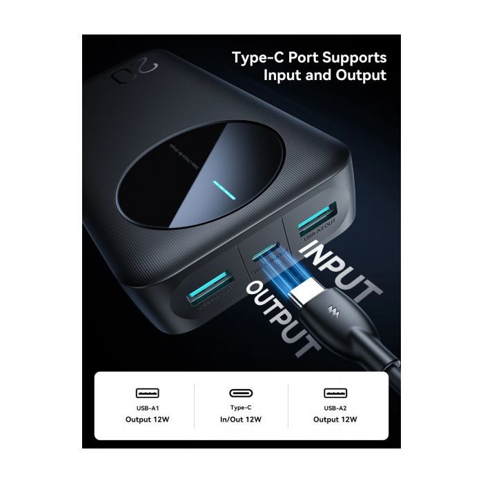 Батарея універсальна JOYROOM 20000mAh 12W 2xUSB-A, USB-C In/Out Black (JR-PBF14) зображення 5