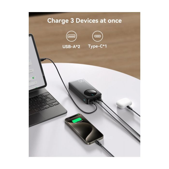 Батарея універсальна JOYROOM 20000mAh 12W 2xUSB-A, USB-C In/Out Black (JR-PBF14) зображення 6