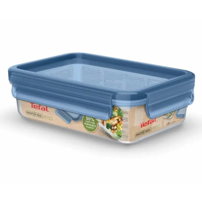 Пищевой контейнер Tefal Master Seal Eco 0,8л, прямокутний, пластик, прозорий, блакитний (N1171318) изображение 2