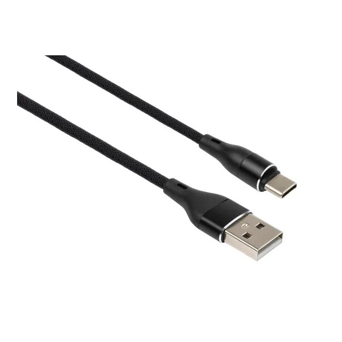 Дата кабель USB 2.0 AM to USB-C 0.3m cylindric nylon back Vinga (VCPDCTCCANB03BK)
