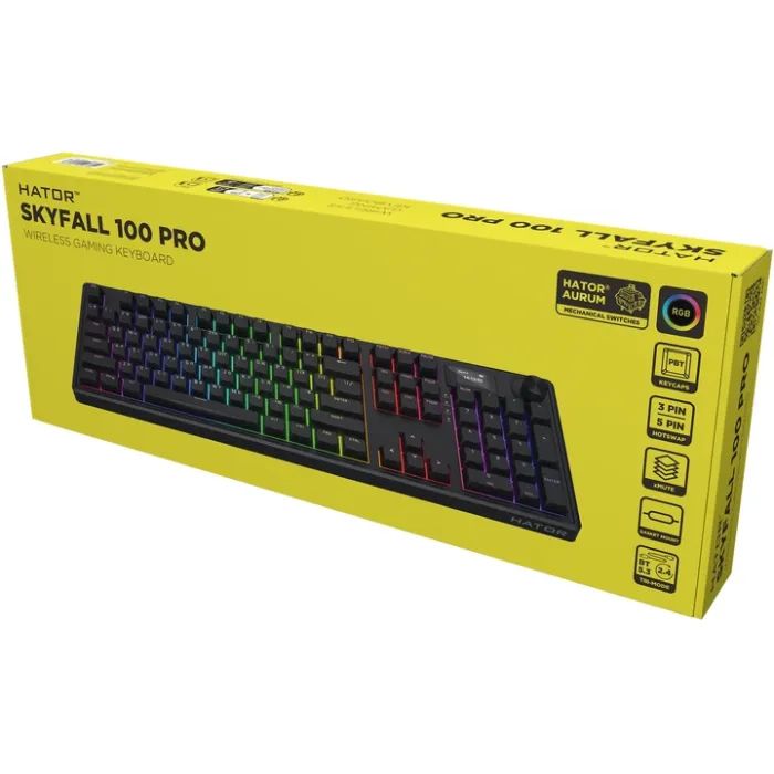 Клавиатура Hator Skyfall 100 PRO Aurum Vanila Silent RGB Wireless/Bluetooth/USB UA Black (HTK4101UA) изображение 7