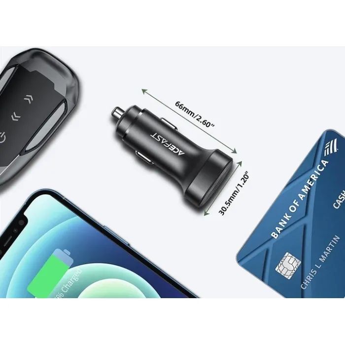 Зарядное устройство Acefast 2xUSB-C 72W car adapter metal (6974316280361) изображение 3