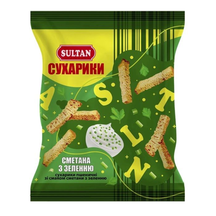 Сухарики Sultan со вкусом сметана с зеленью 90 г (slt.51066)