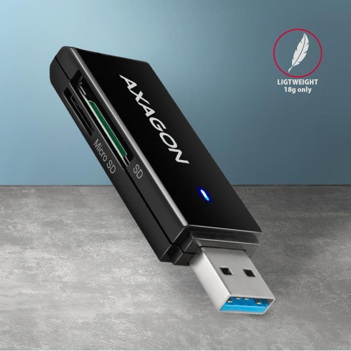 Зчитувач флеш-карт AXAGON USB-A 3.2 to SD/microSD 5Gbps black (CRE-S2N) зображення 7