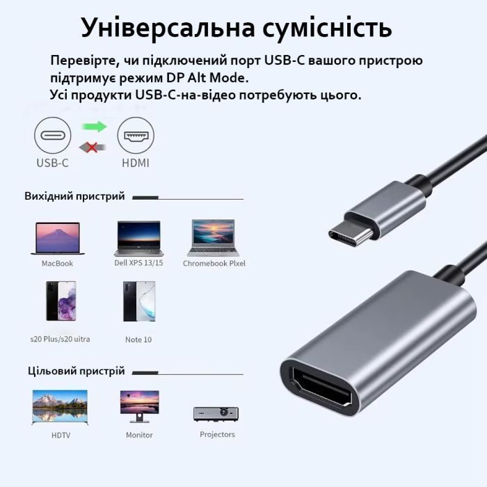 Переходник USB-C to HDMI F USB 3.0 4K60Hz dark gray Dynamode (DM-AD-USB-C-HDMI) изображение 3