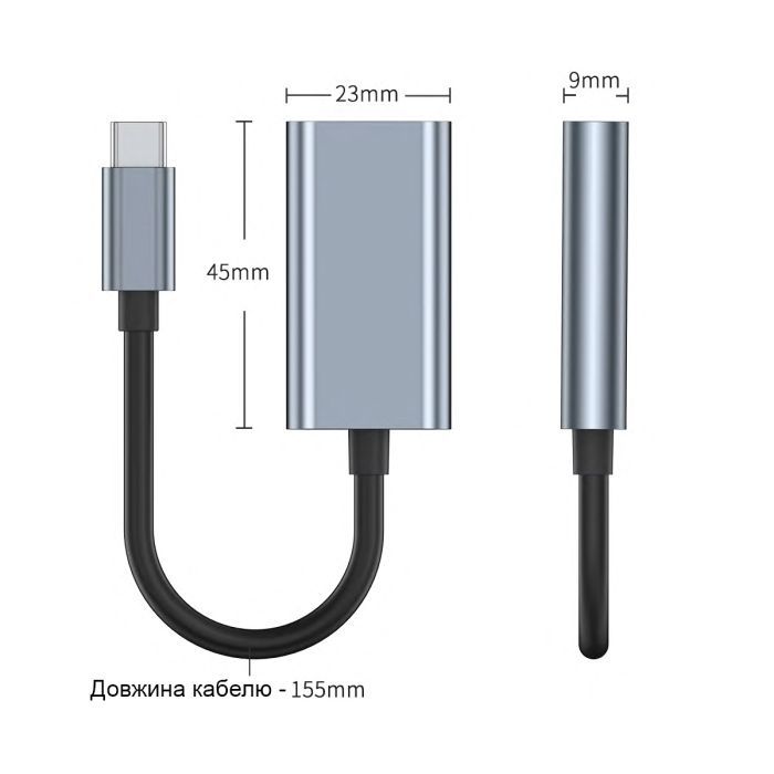 Переходник USB-C to HDMI F USB 3.0 4K60Hz dark gray Dynamode (DM-AD-USB-C-HDMI) изображение 7