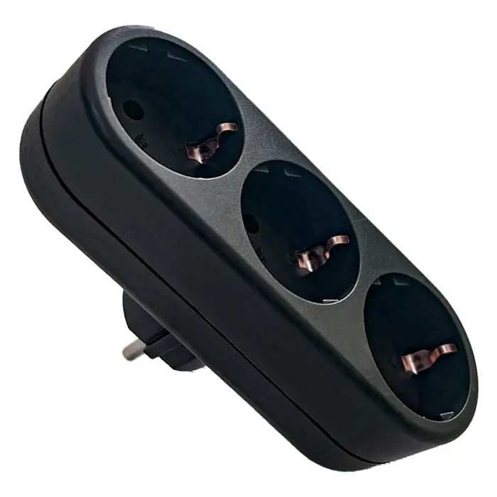 Сетевой разветвитель EUROELECTRIC X3 16А Black с заземлением (EE-3-16A(black))